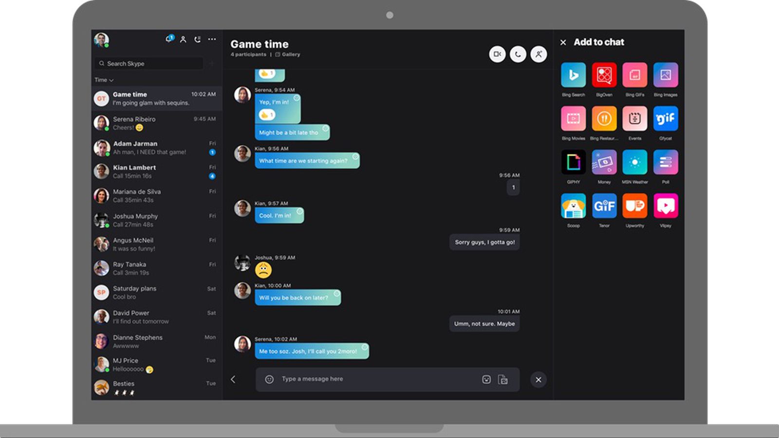 skype for mac interface